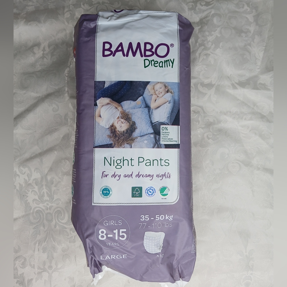 Bambo Dreamy Eco-Friendly Night Pants for Girls Age 8-15 Years, 77-110 lbs.